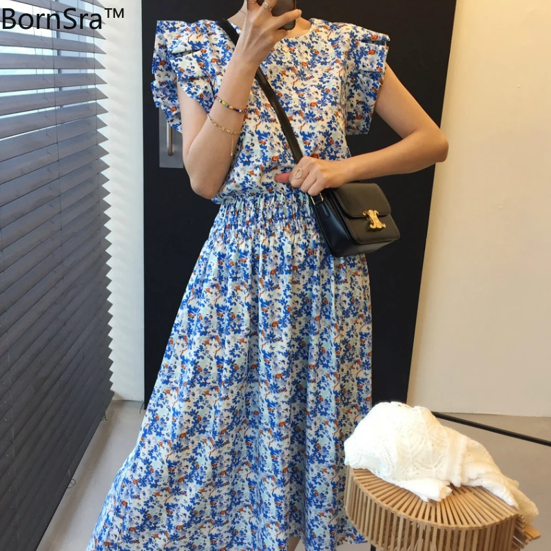 Женское платье без рукавов Bornsra длинное облегающее до середины икры с маленьким