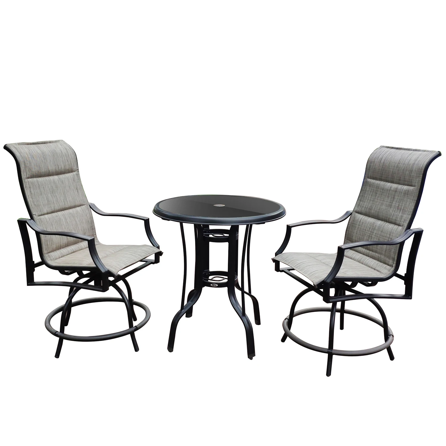 

3 PCS Outdoor Patio Furniture Height Swivel Bar 2 Chairs and 1 Table Bistro Set Suitable for Yard Backyard Garden[US-Stock]