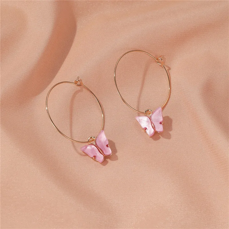 Женские Висячие серьги Modyle корейские с бабочками золотистого цвета акриловый |