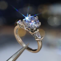 huitan aaaaa classic six claws zircon stone wedding ring women super shiny cubic zirconia bridal wedding ring luxury jewelry
