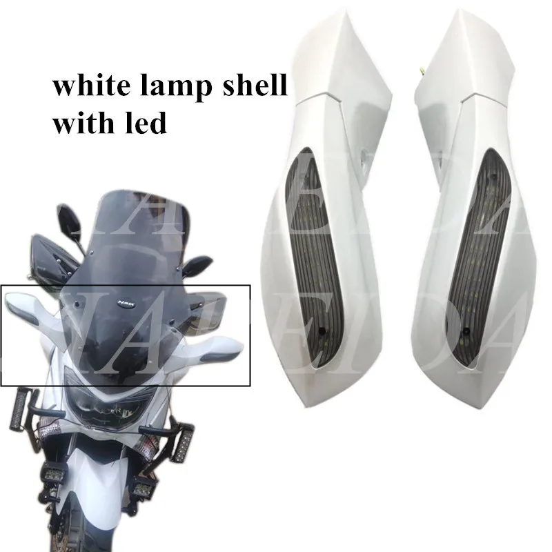 Long bright white Модифицированное мотоциклетное NMAX складное светодиодное боковое зеркало заднего вида зеркала заднего вида для yamaha nmax155 - Цвет: Long bright white