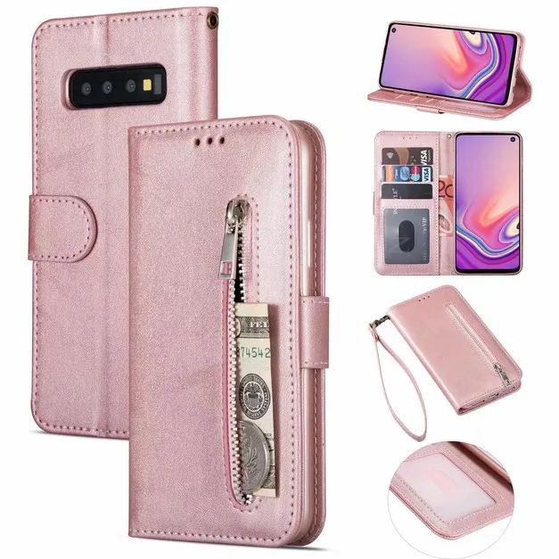 Для S10plus S10 кошелек на молнии чехол для samsung Galaxy E 5G S9 S8 Plus S7 S6 Edge Note 8 9 J4 J6 кожаный