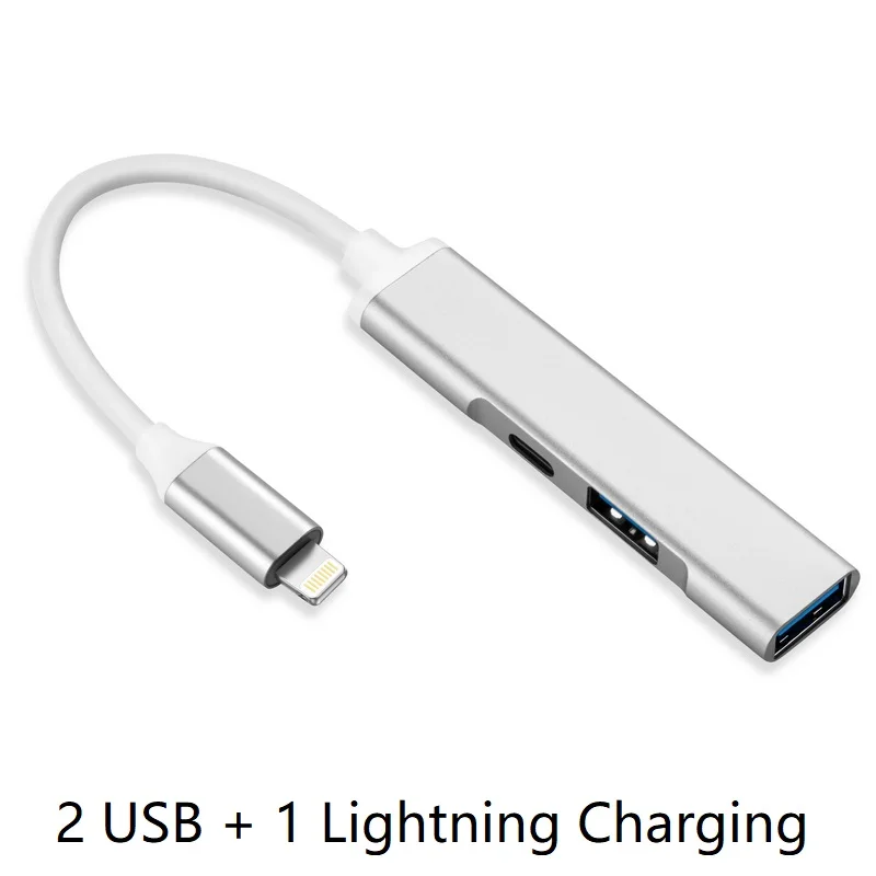 Алюминиевый концентратор Lightning 3 в 1 для Apple iPhone11Pro Max/iPad Air адаптер USB камеры OTG