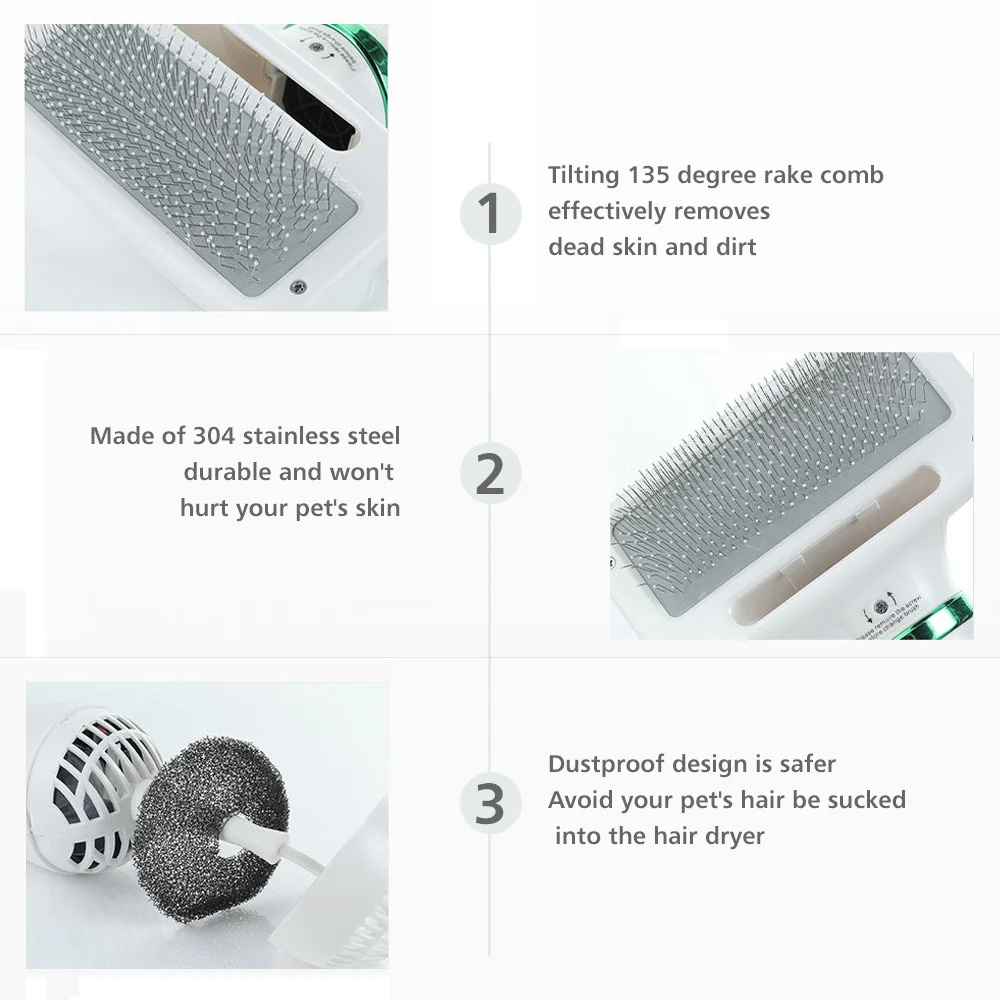 

Dog Grooming Hair Dryer Blower with Slicker Brush EU Plug Pet Hair Dryer Adjustable Temperature Low Noise Dog Hair Dryer for Cat