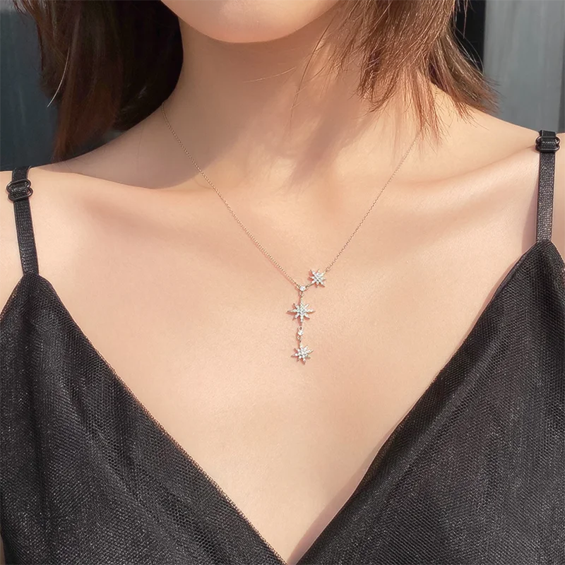 

925 Silver Star Pendants Necklace Jewelry Minimalism Chocker Kolye Vintage Collier Bijoux Femme Silver Necklace for Women