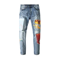 american famous brand amr 2021ss jeans for man new patch ripped jeans streetwear techwear traf pants men trousers mens clothing