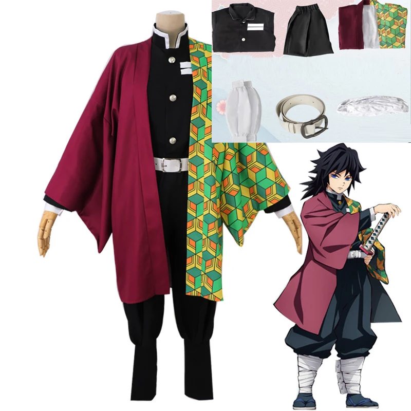 Полный набор Demon Slayer Kimetsu no Yaiba Kamado Nezuko Косплей Костюм Кимоно парик гэта обувь