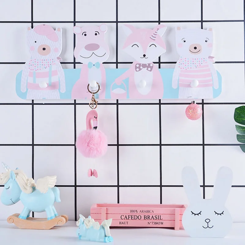 

Cartoon Hook Children Room Wooden Hat Clothes Hook Wall Mounted Rack Storage Rack Home Decoration