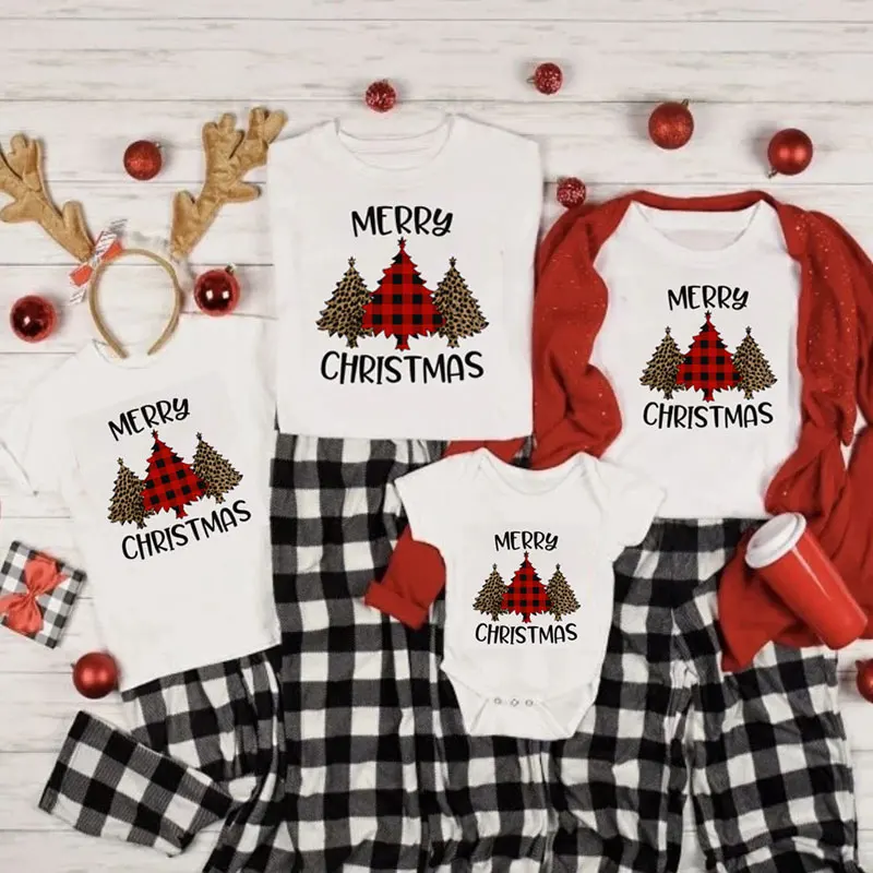 Рождественская одинаковая футболка для всей семьи с Санта-Клаусом мама папа