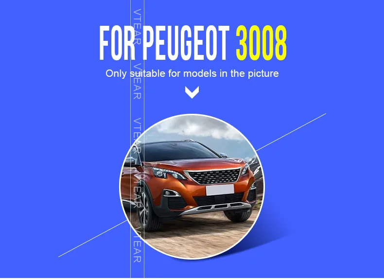 Vtear для peugeot 3008 3008GT передний противотуманный светильник для бровей задний противотуманный светильник рамка накладка ABS хром внешние аксессуары