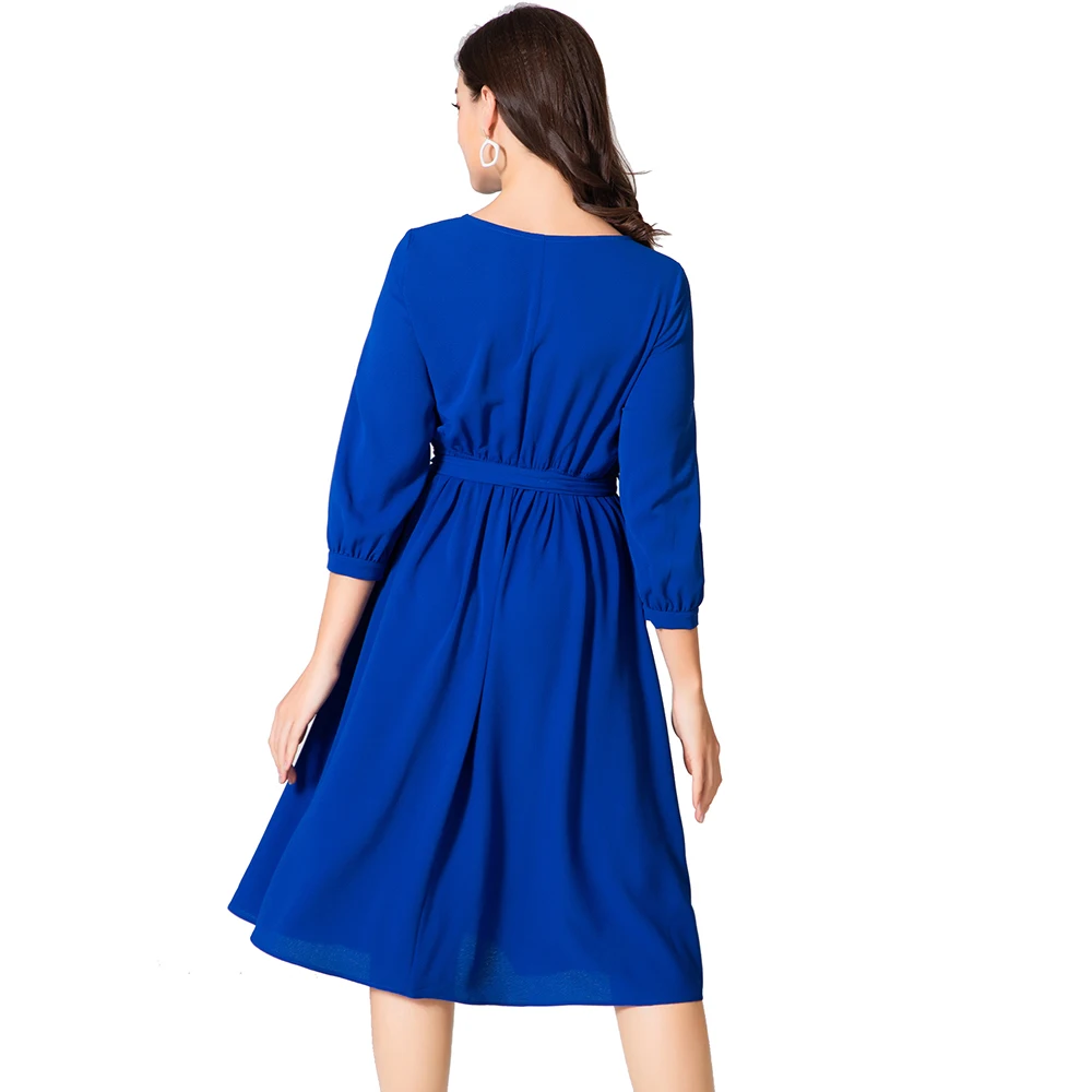 Женское трикотажное платье с круглым вырезом ZOGAA элегантное винтажное