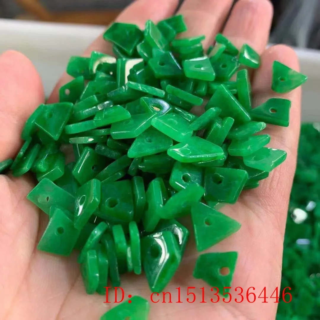 

10pc Natural A Green Jade Beads DIY Bracelet Bangle Charm Jadeite Jewellery Fashion Accessories Amulet Gifts for Women Men