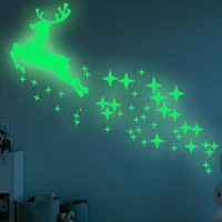 zollor gallop deer meteor diy luminous wall sticker glowing in dark fluorescent home decoration kids room creative mural decals