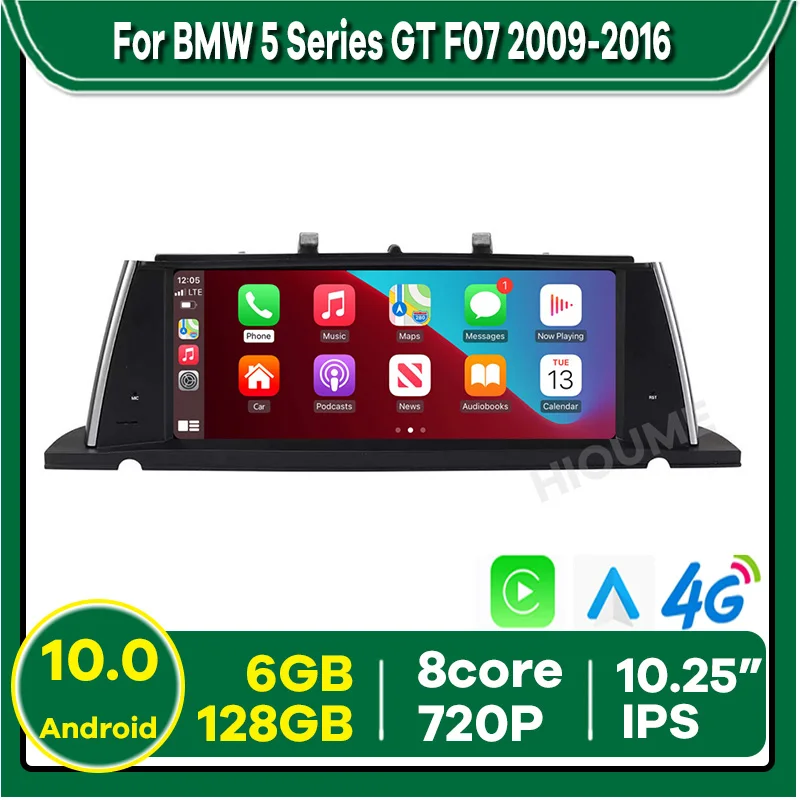 

10.25" Android 10 6+128G Car Multimedia Player GPS Navigation for BMW 5 Series GT F07 2009-2016 with CarPlay BT Wi-Fi 4G Stereo