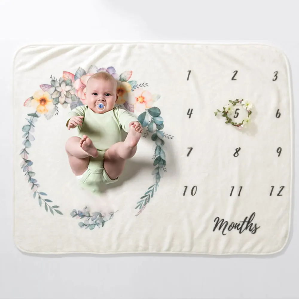 Newborns Muslin Blanket Baby Monthly Milestone Soft Flannel Blankets Cotton Floral Wings Swaddles Wrap Infant Diapers | Мать и ребенок