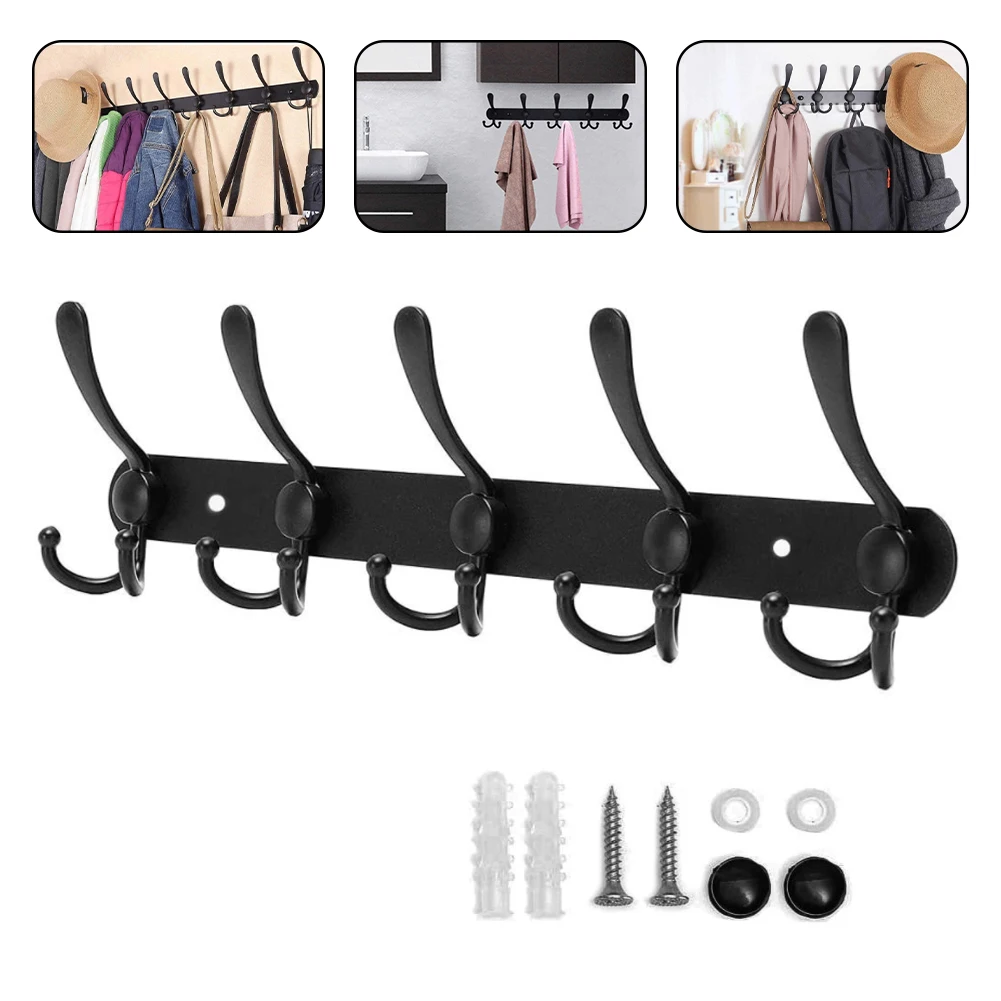

Coat Hooks Wall Mounted Hanging Coat Rack Stainless Steel Heavy Duty Towel Hanger Metal Coat 5 Hook For Coat Clothes Hat Towel