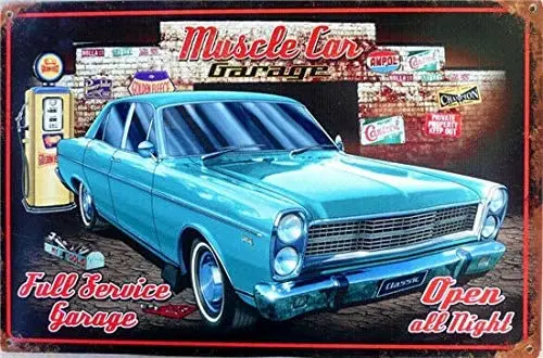 

Lplpol Metal Sign Muscle car Retro Vintage Metal Tin Sign Decor 8" x 12"