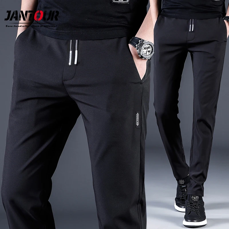 

Jantour Brand 2021 Autumn Men's Casual Pants Men Trousers Male Pant Slim Fit Work Elastic Waist Jogging Trousers Plus Size 28-38