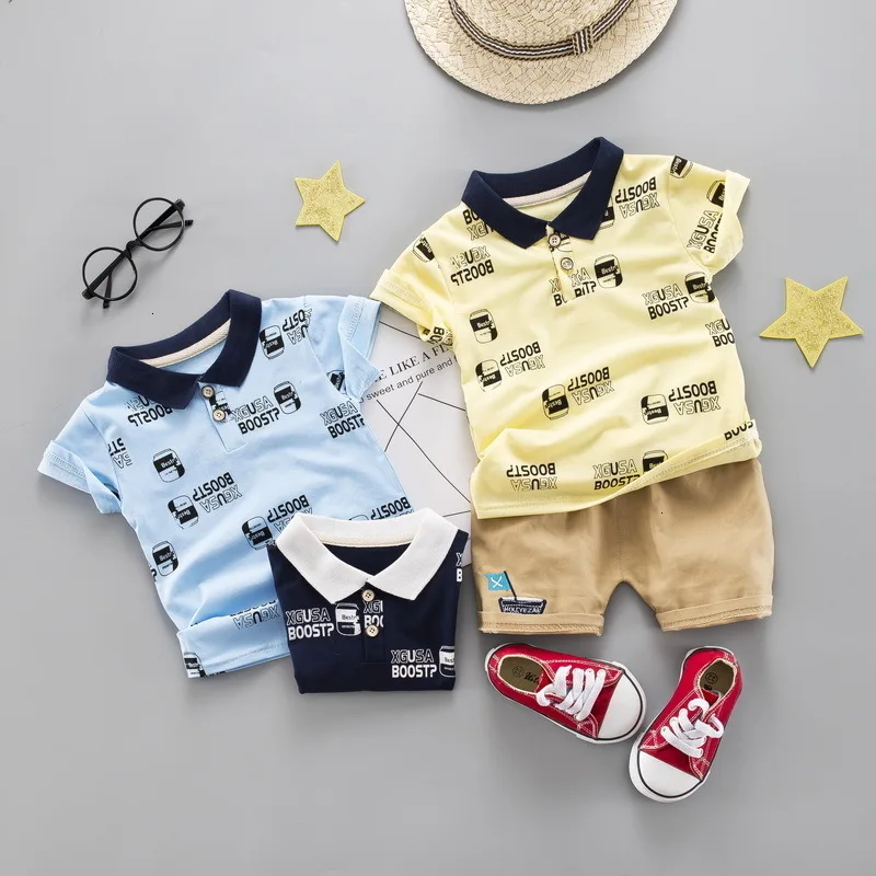 The United States 2019 New Cotton Letters Children's Short Sleeve T-shirt 1-4 Years Old Child Baby Suit A Undertakes |
