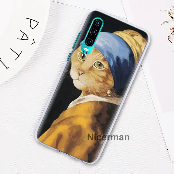 Забавный Pat Cat Art painting красочные милые чехлы для телефонов huawei P30 Pro P10 P20 Lite P30 Lite P Smart Plus Жесткий Чехол для ПК Co - Цвет: 05