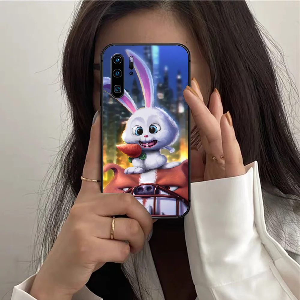 

Pet secret snowball rabbit Phone Case For HUAWEI P 10 20 30 40 Pro Lite Smart Plus Z 2019 Nova 7i 5T black Cell Tpu Cover