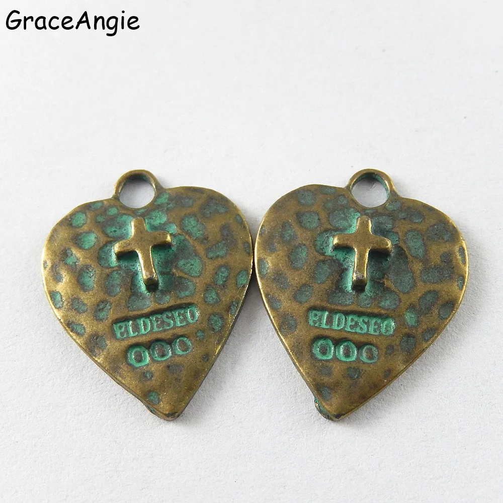 20 шт. сплав ярь Медянка патина покрытые любовным сердцем винтажные Подвески