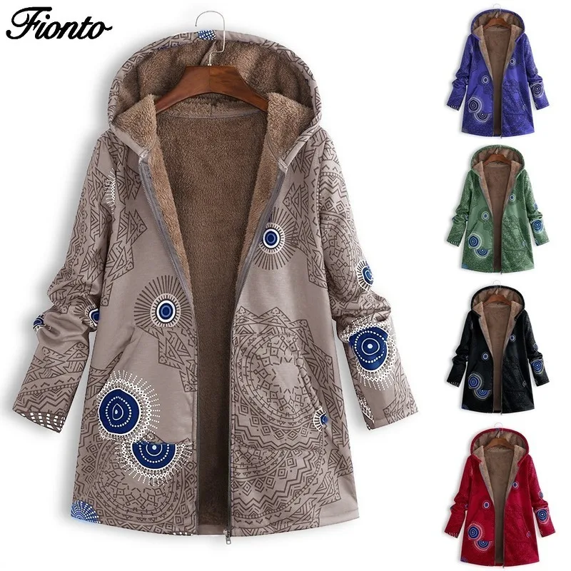 FIONTO Женская осенне зимняя куртка плюшевая большого размера с длинным рукавом и