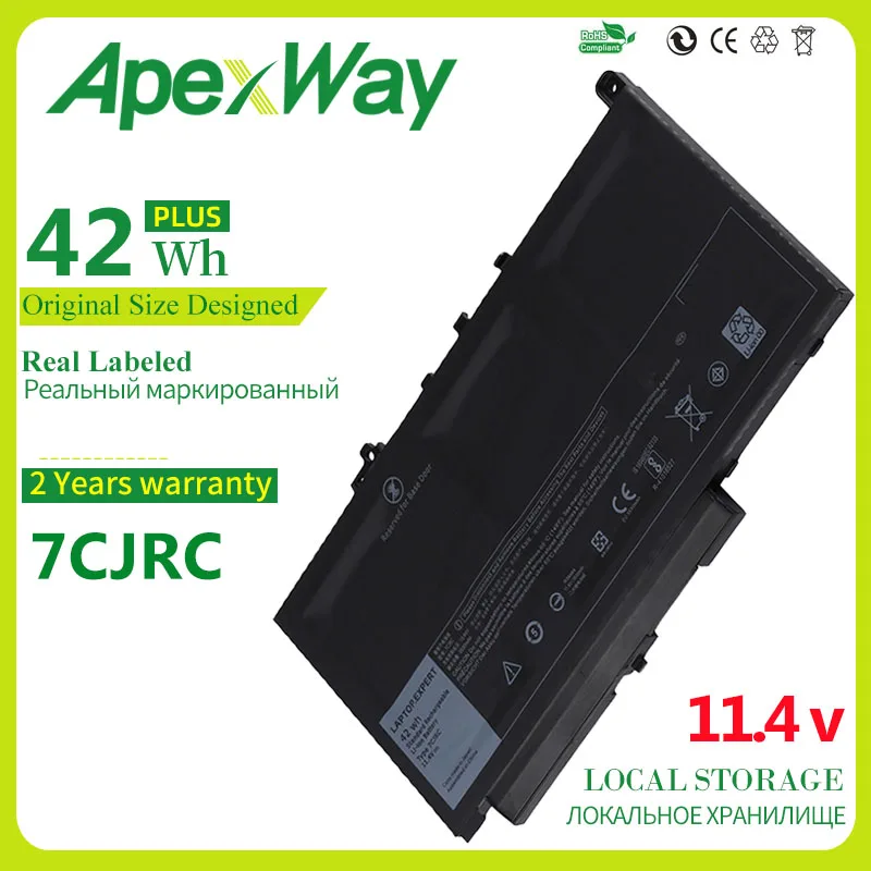 ApexWay 11,4 V 42Wh 3680mAh 7CJRC 21X15 Новый аккумулятор для ноутбука Dell Latitude E7470 E7270 Series
