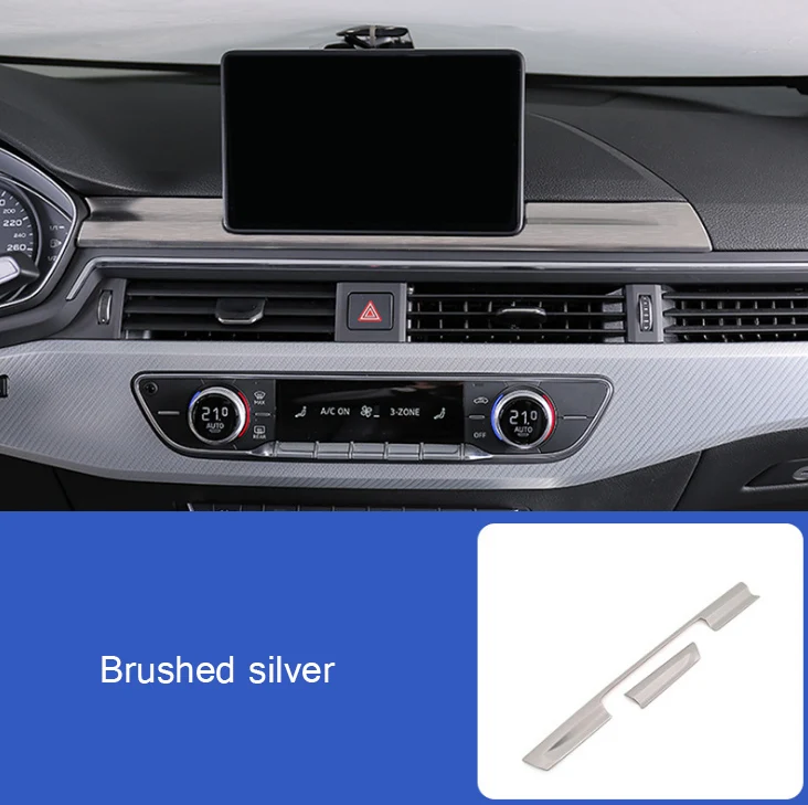 Brushed Silver Автомобильный Стайлинг навигационный экран Защитные Чехлы наклейки центр управления полоса панель для Audi A4 b9 A5 интерьер авто аксессуары - Название цвета: Brushed Silver