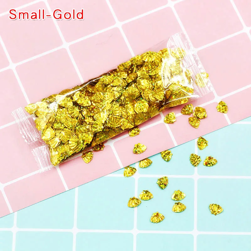 4-Small-Gold 10 г красочные оболочки Блестки прозрачные поставки слаймов Декор наполнитель дополнение игрушки DIY Lizun оболочки блеск Подвески клейкие аксессуары - Цвет: 4-Small-Gold