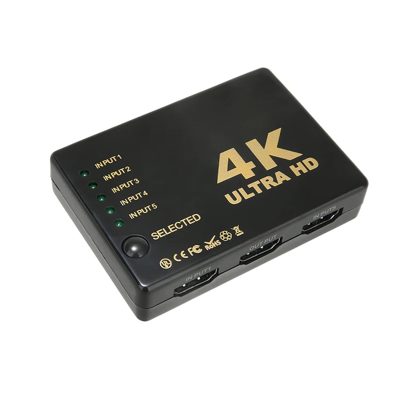 В продаже 1 шт. совместимому с HDMI переключатель черный 3D 1080p 5 Порты и разъёмы 4K
