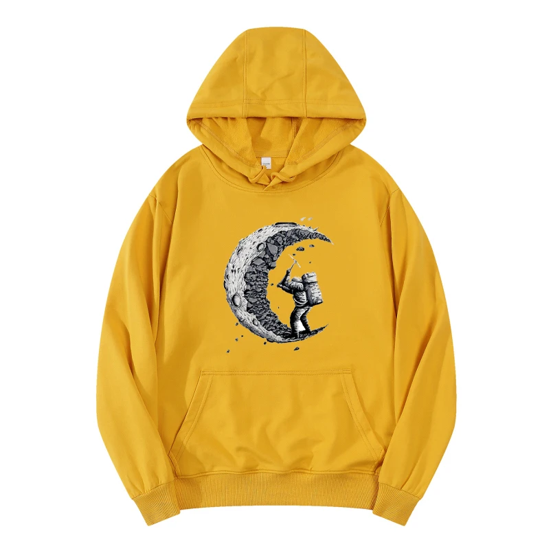 

digging the moon graphic funny hoodies men pure cotton Men's sweatshirt hip hop streetwear Oversized hoody men clothing harajuku