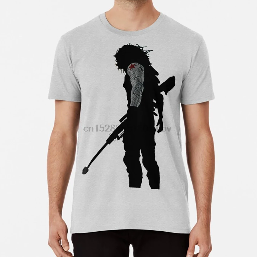 Зимний Солдат силуэт Футболка Капитан Америка Гражданская война Стив Роджерс bucky