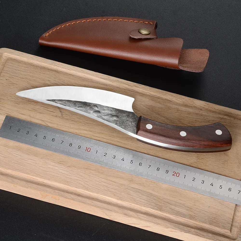 Дамасский кухонный нож ручной работы кованый Мясник 5 дюйма сербский для резки