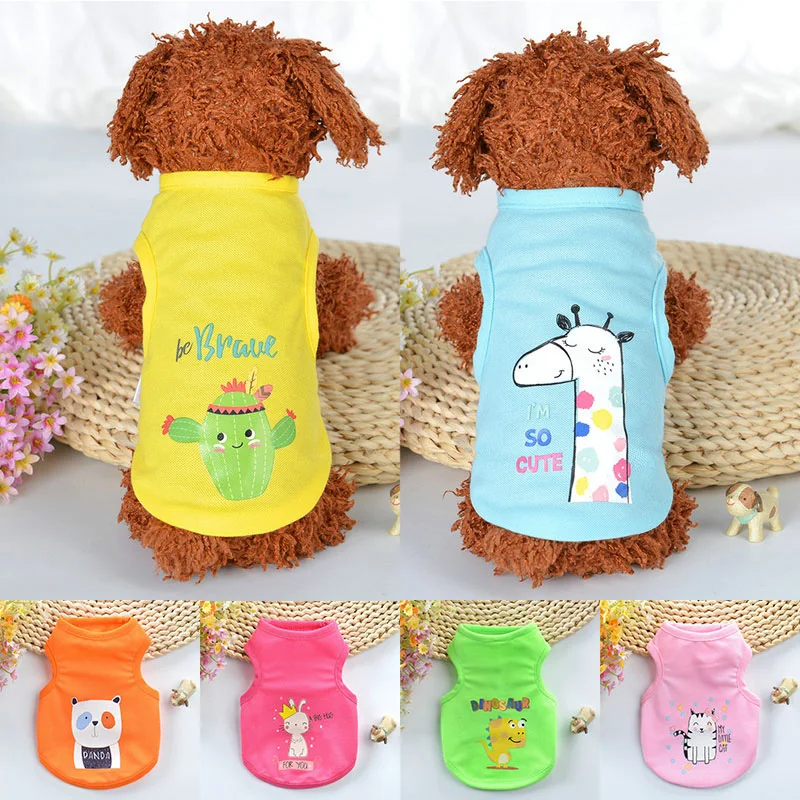 Летняя футболка с мультяшным принтом животных костюм для собак новинка 2020 жилет