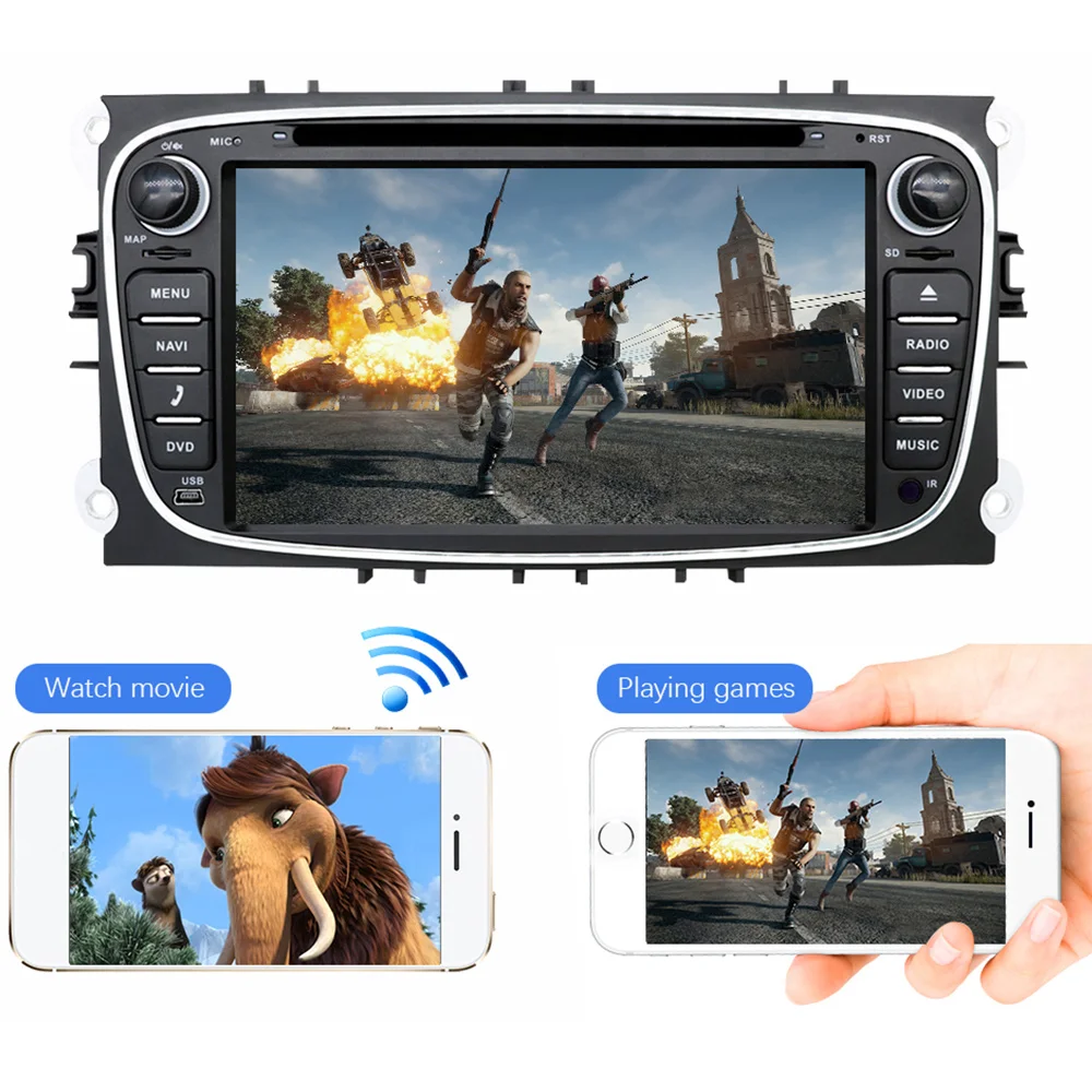 Eunavi 2 din Android 9 автомобильный DVD мультимедийный плеер gps для FORD Focus Mondeo S-MAX C-MAX Galaxy 4G 64G TDA7851 ips авто радио fm