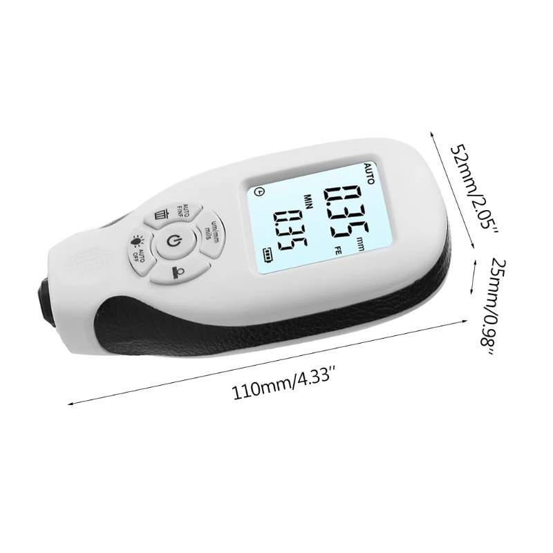 Digital Coating Thickness Gauge 0.01mm 1mil Meter with Backlight LCD Display Calibration Function for Car Automotive | Инструменты