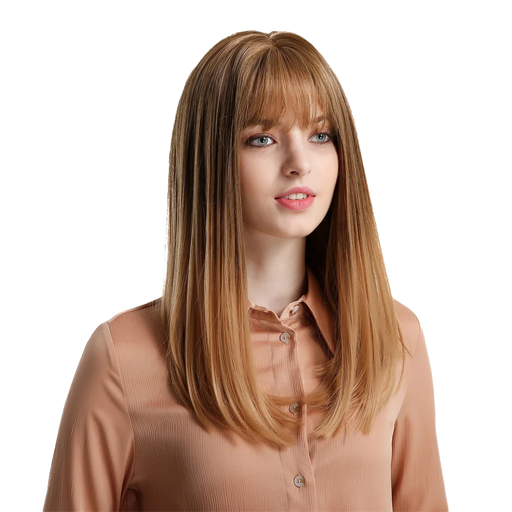 

20'' Womens Straight Wigs Synthetic Golden Anime Cosplay Daily Costume Wig