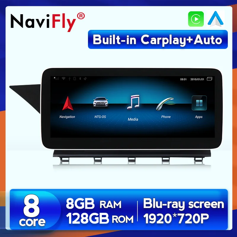 Автомагнитола NaviFly для Mercedes Benz GLK Class X204 GLK260 GLK300 GLK350 dvd мультимедийный плеер без DVD 8