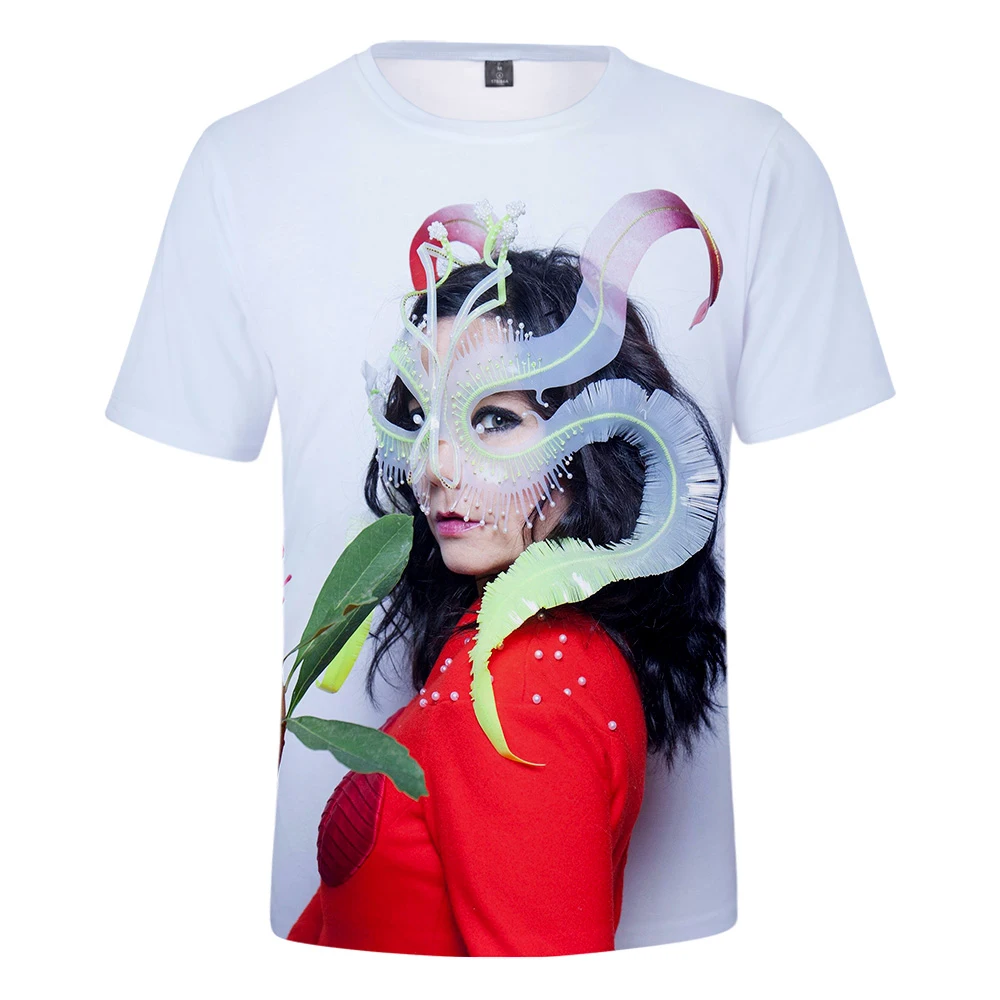 

Футболка с коротким рукавом для мальчиков и девочек, 3D Лидер продаж, исландский певец Бьорк в стиле Харадзюку, высокое качество