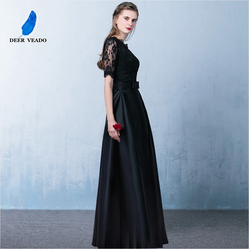 Женское вечернее платье DEERVEADO Длинное Черное для особых случаев YM301E|black formal evening