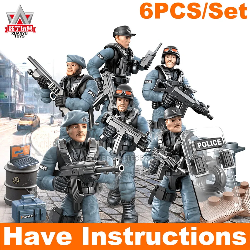 Конструктор Борьба с городом фигурки полицейского спецназа Мега современный