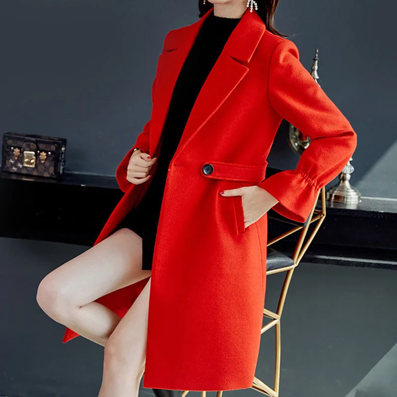 Новинка тонкая шерстяная куртка Женская ветровка на одной пуговице модная