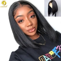 bob straight human hair wigs short size pre plucked brazilian hair lace front wigs for black women 150 denisty bob wig