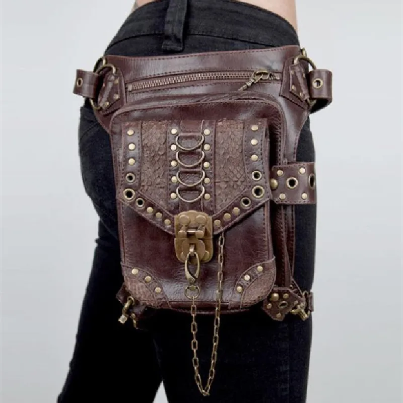 Fashionable Fanny Pack New Steam Punk Motorcycle Shoulder Cross-body Bag Personality Casual Mini Travel Willow Nail Fanny Pack
