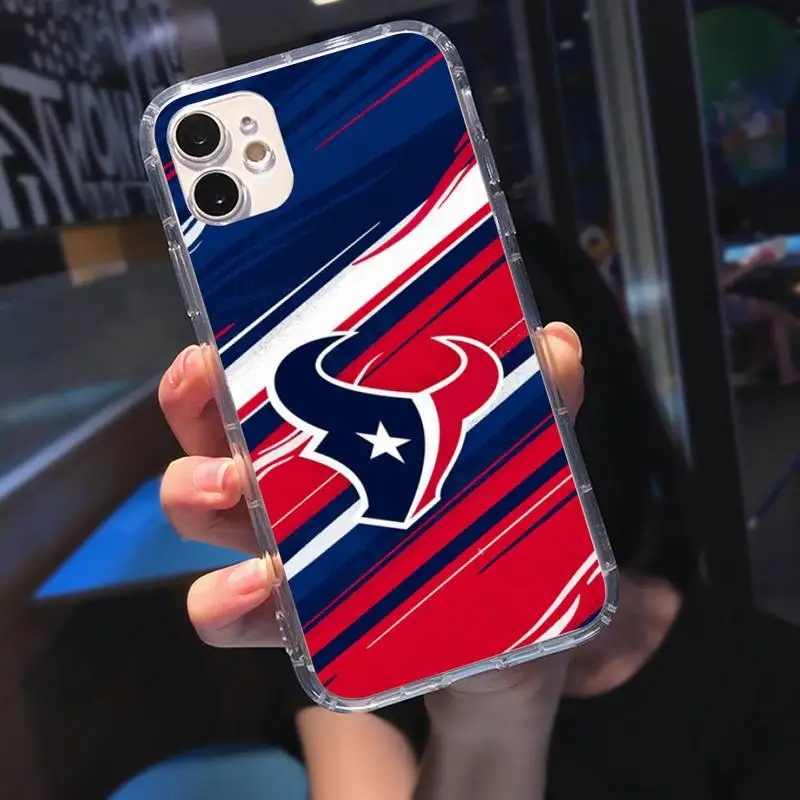 

H-Houston Texans Soft Phone Case Transparent Case For Iphone 6 6s 7 8 Plus XR X XS 11 12 Pro Max