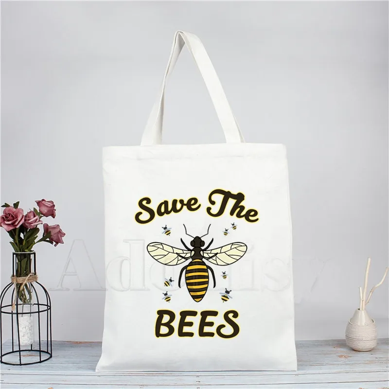 Женская тканевая сумка тоут с принтом пчелы многоразовая для покупок Экосумка