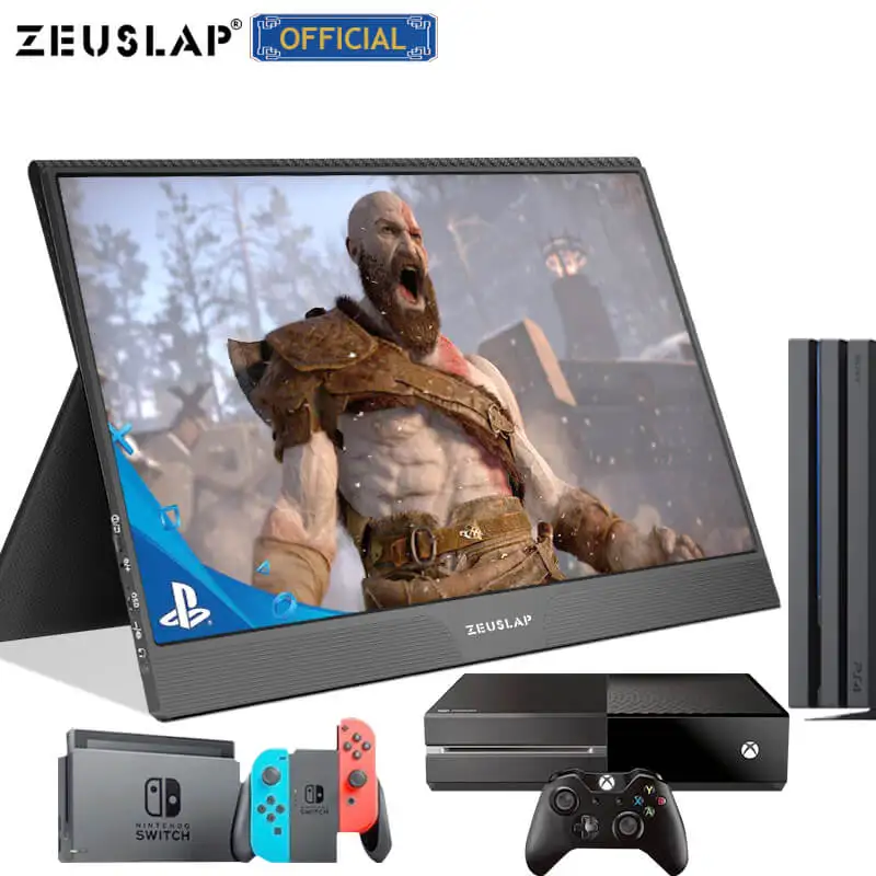 구매 ZEUSLAP-15.6 인치 터치 휴대용 모니터, C타입 Usb, Hdmi, 휴대용 패널, 컴퓨터, 노트북, 전화 모니터, PS4 와 스위치, Xbox One