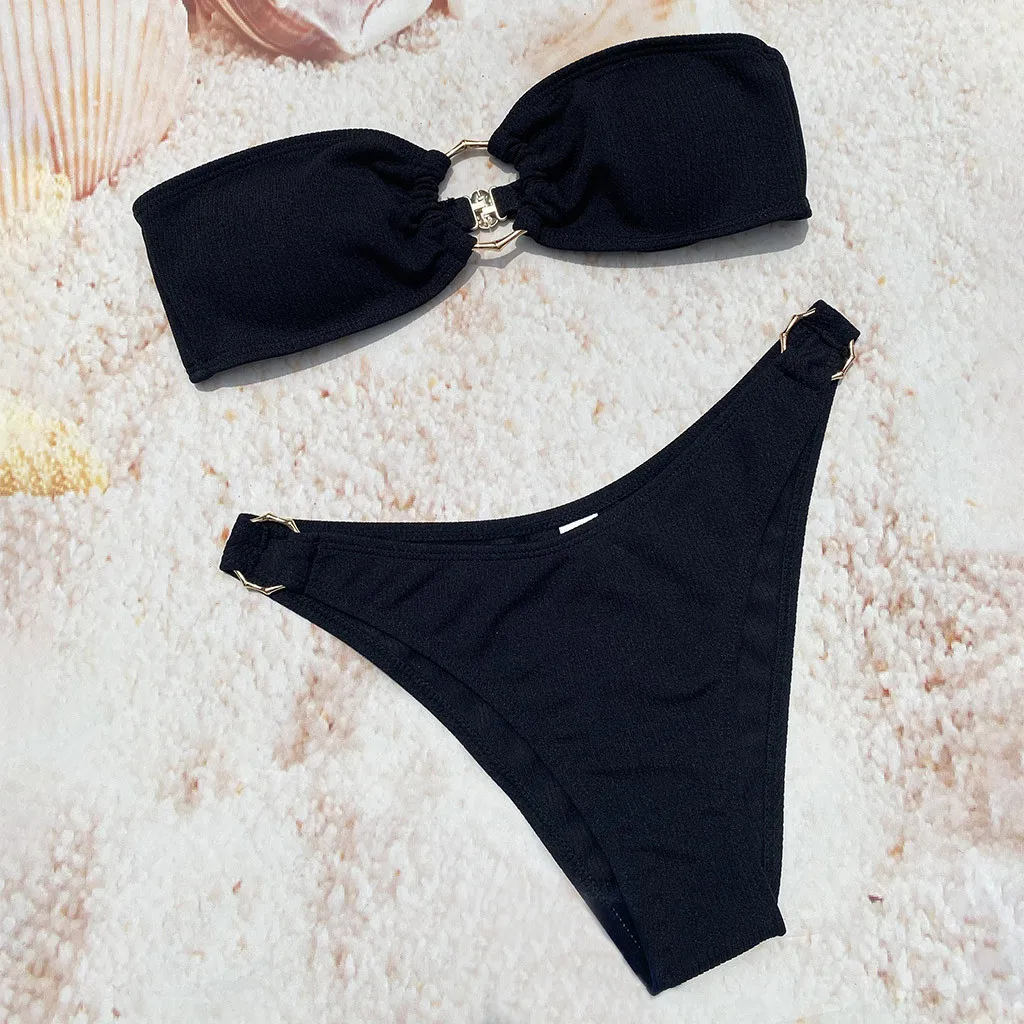 

Bikini 2022 Swimsuit Women Sexy Soild Print Bikini Set Push Up Bathing Swimwear High Waist Swimsuit Summer Beach Wear Push Up