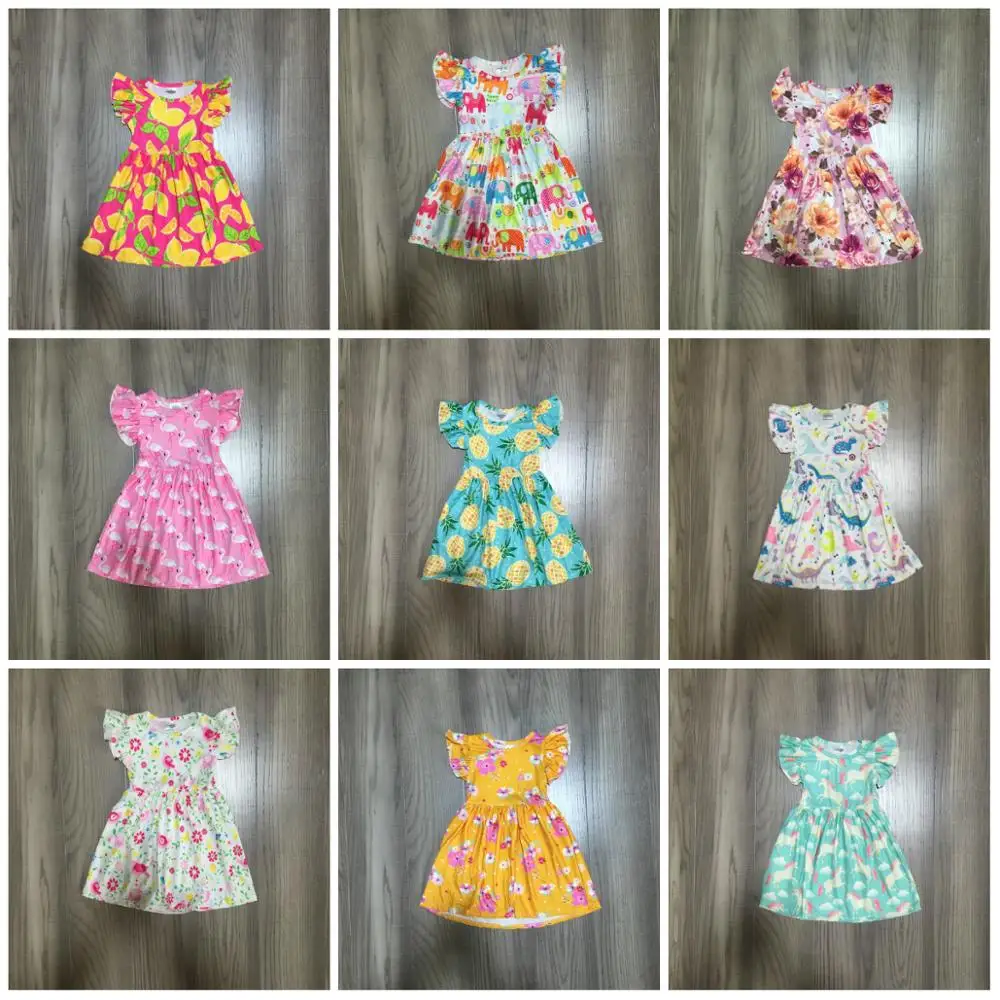 Многоцветная летняя детская одежда для маленьких девочек до колена из молочного